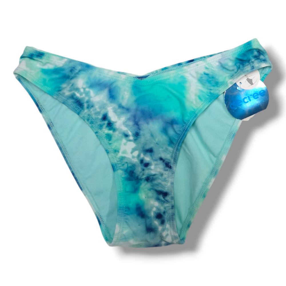 NWT Decree Tie Dye Cheeky‎ Bikini Swimsuit Bottom Sz. S [4-6] Blue Tie Dye